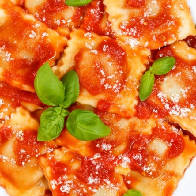 Child's Beef Ravioli with Meat Sauce.