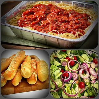 Spaghetti With Salad