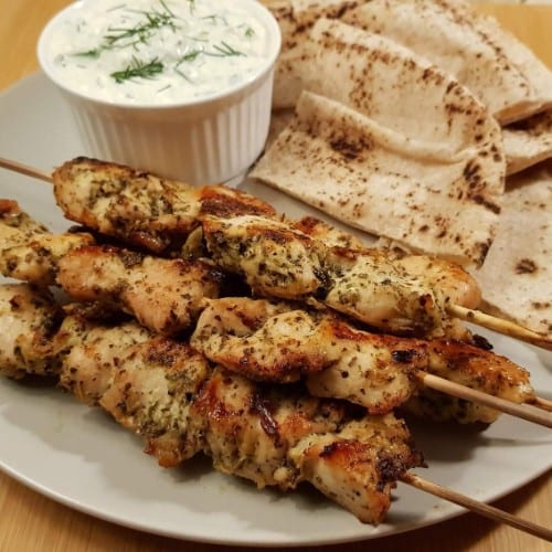 Chicken Souvlaki Plate.